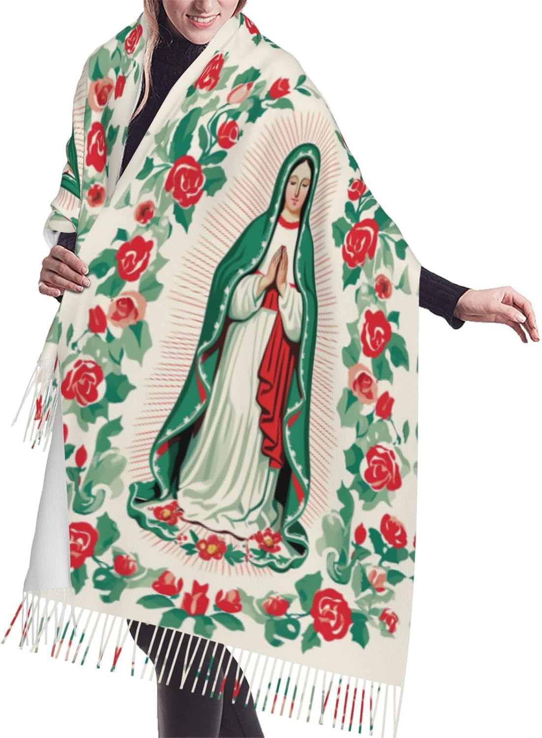 Waygotee Our Lady Of Guadalupe Virgin Mary Soft Cashmere - Lightweight Scarfs For Women, Large Shawls And Wraps Christmas best gift