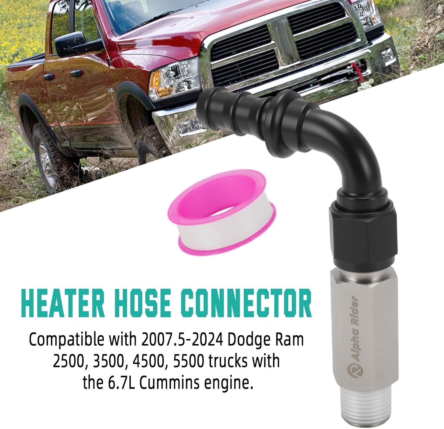 Heater Hose Connector Compatible with 2007.5-2024 Dodge Ram 6.7L Cummins Engines, Leak Prevention Heater Hose Connector Replacement for 52014739AG, 55056711AC, 55056966AA, 68005253AA