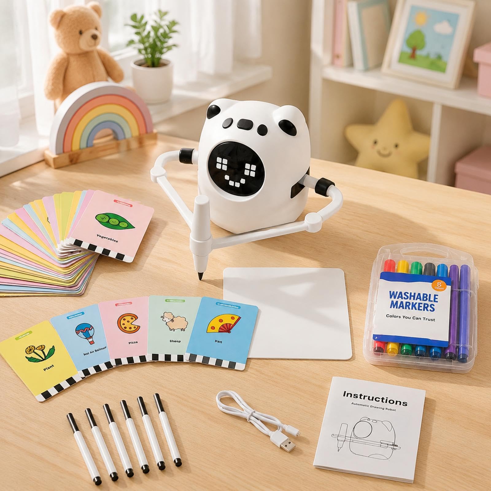 Robot da disegno per bambini con 150 carte a tema e passaggi guidati