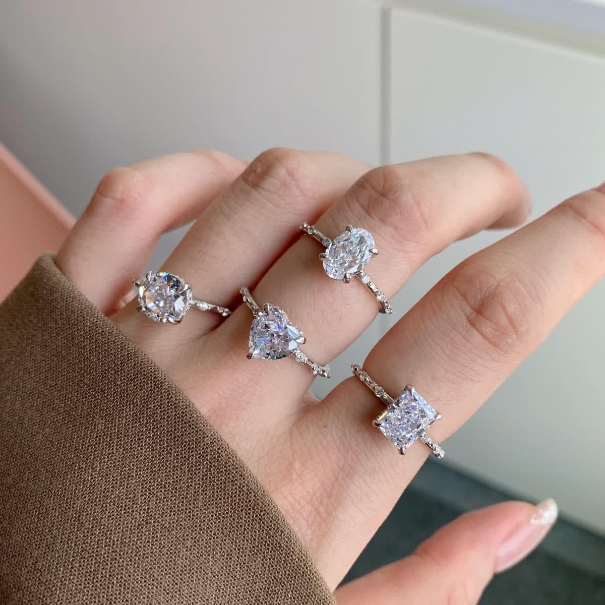 DY120661-S-W-WH-6 New Fashion Exquisite Promise cubic Jewelry Eternal Love Heart Ring Size 5-10 white Cz Wedding Heart Rings For Women Girls image 5
