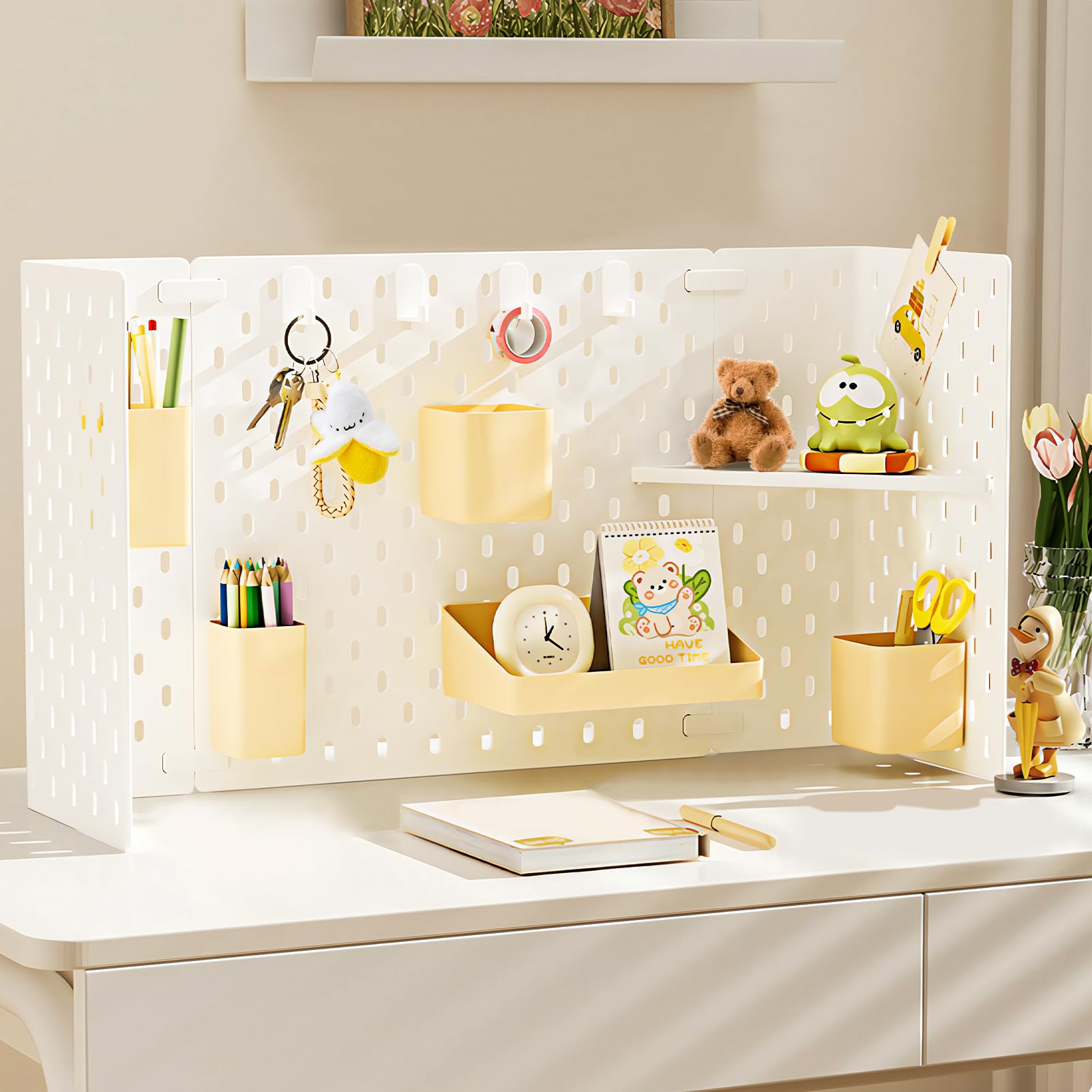 Pegboard Combination Kit for Desk & Wall Organiser, Pegboard Accessories for Office, Home & Playroom