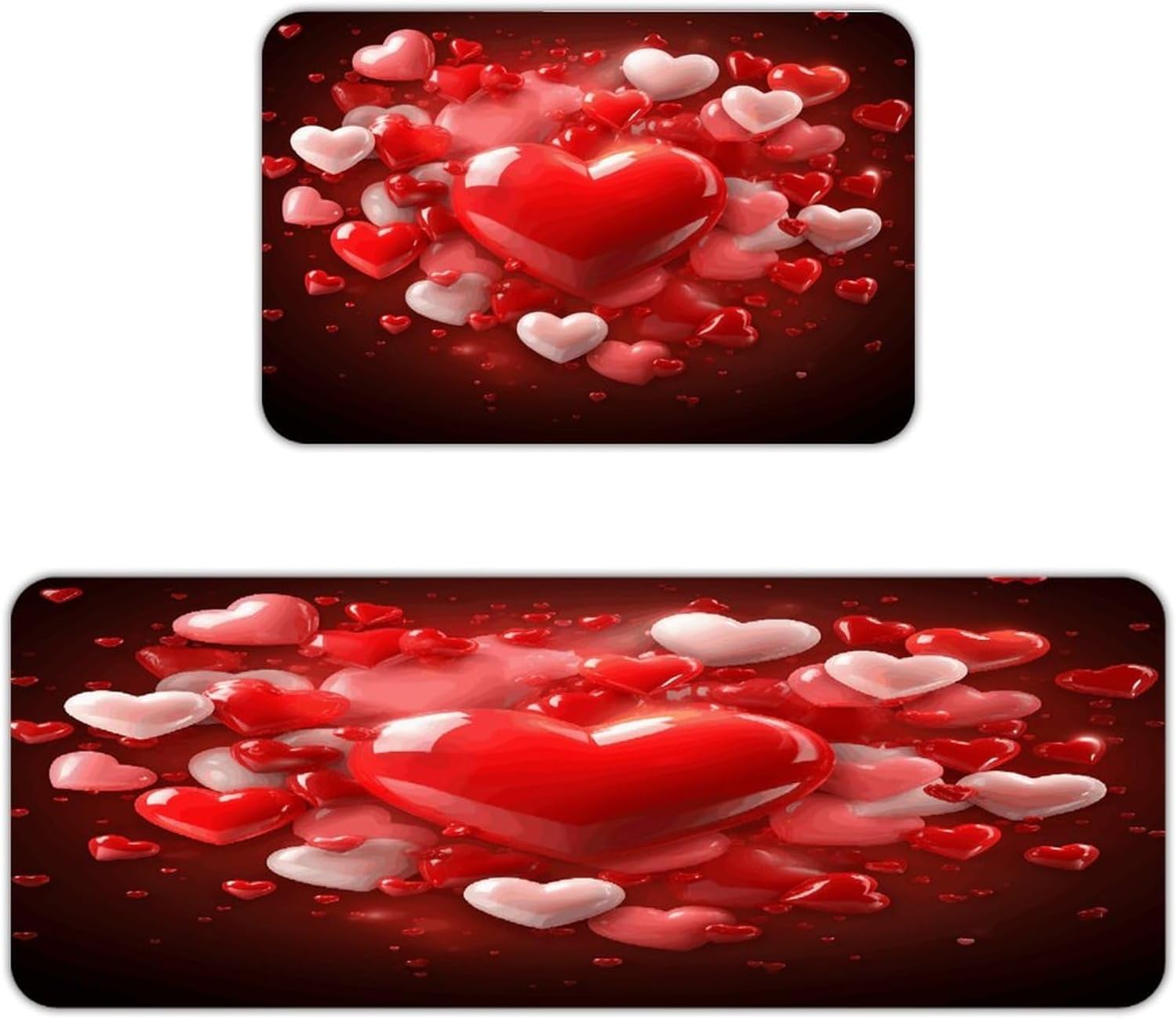 Love Red Hearts Kitchen Mat Outdoor Rug Area Rug | Kitchen Rug for Washable Non-Slip Breathable for in Front of Sink for Standing for Kitchen,Hallway,and Laundry Decor