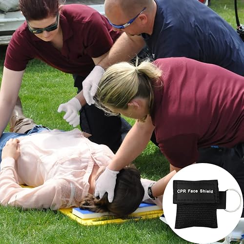 Miniatura 12 de Máscara de RCP, máscara desechable de protección de RCP Máscara de emergencia con barrera de respiración de válvula unidireccional Azul-30 piezas