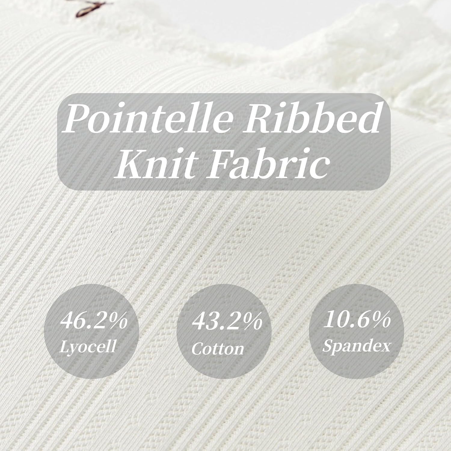 Women’s Pointelle Ribbed Camisole, Adjustable Spaghetti Strap Cami with Built-in Bra Pads, Lace Floral Polka Dot Tank Top image 4