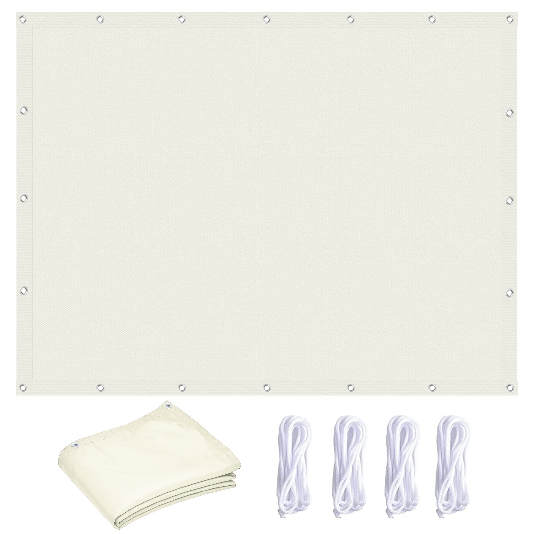 Sun Shade Sail Square 2 x 3.5 m Waterproof PES Polyester Rectangle Sunscreen Awning Canopy with 4 Pcs 1.5m Ropes for Outdoor Patio Garden Yard Backyard, White — image 1