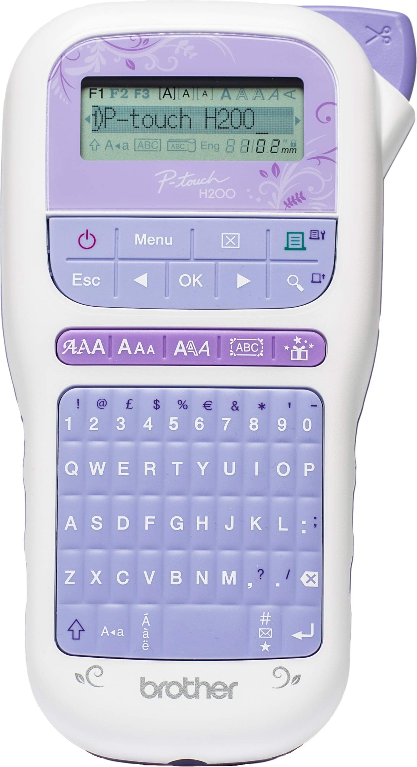 Brother PT-H200 Label Maker, P-Touch Craft Label Printer, Handheld, QWERTY Keyboard, Up to 12 mm Labels, Includes 12 mm Gold on White Tape Cassette