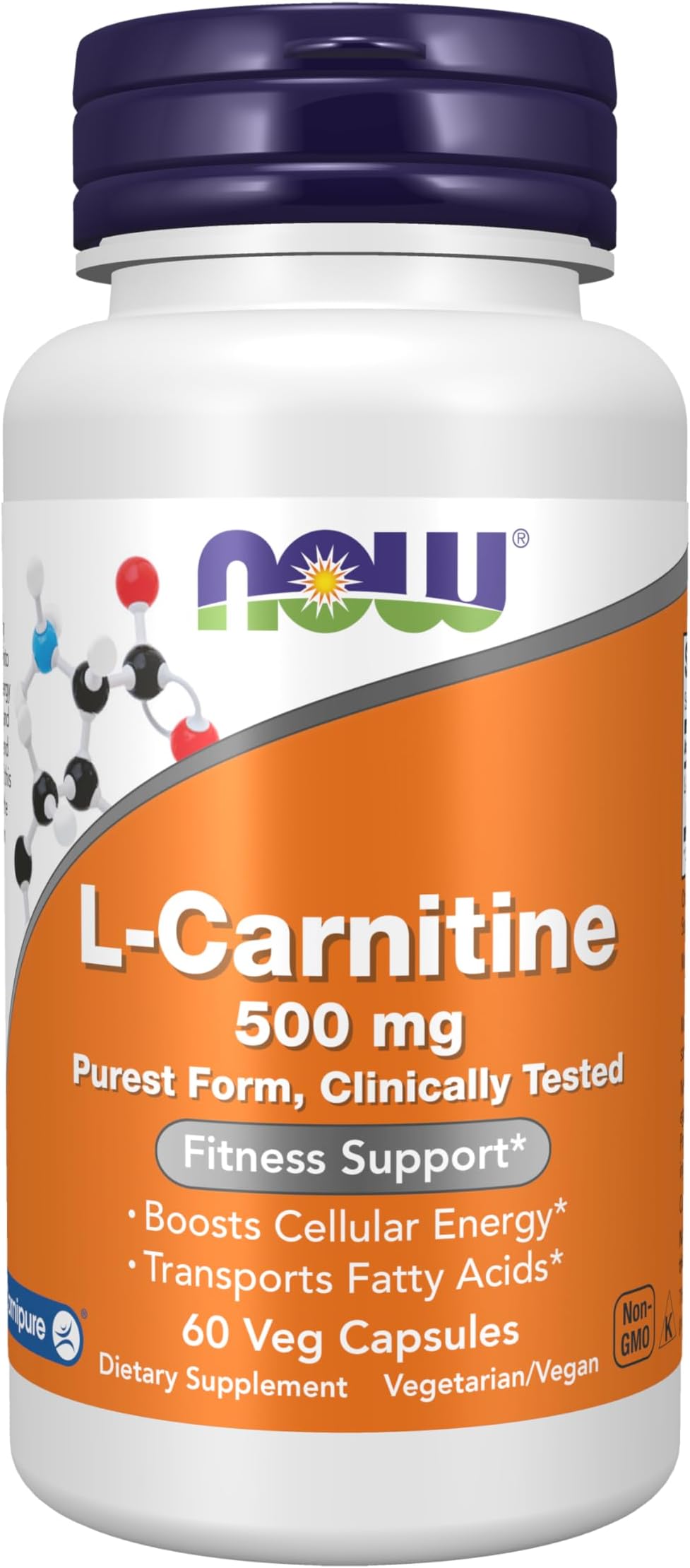 NOW L-Carnitine 500mg, 60 Veg Capsules