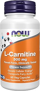 NOW FoodsSupplements, L-Carnitine 500mg, Purest Form, Amino Acid, Fitness Support*, 60 Veg Capsules