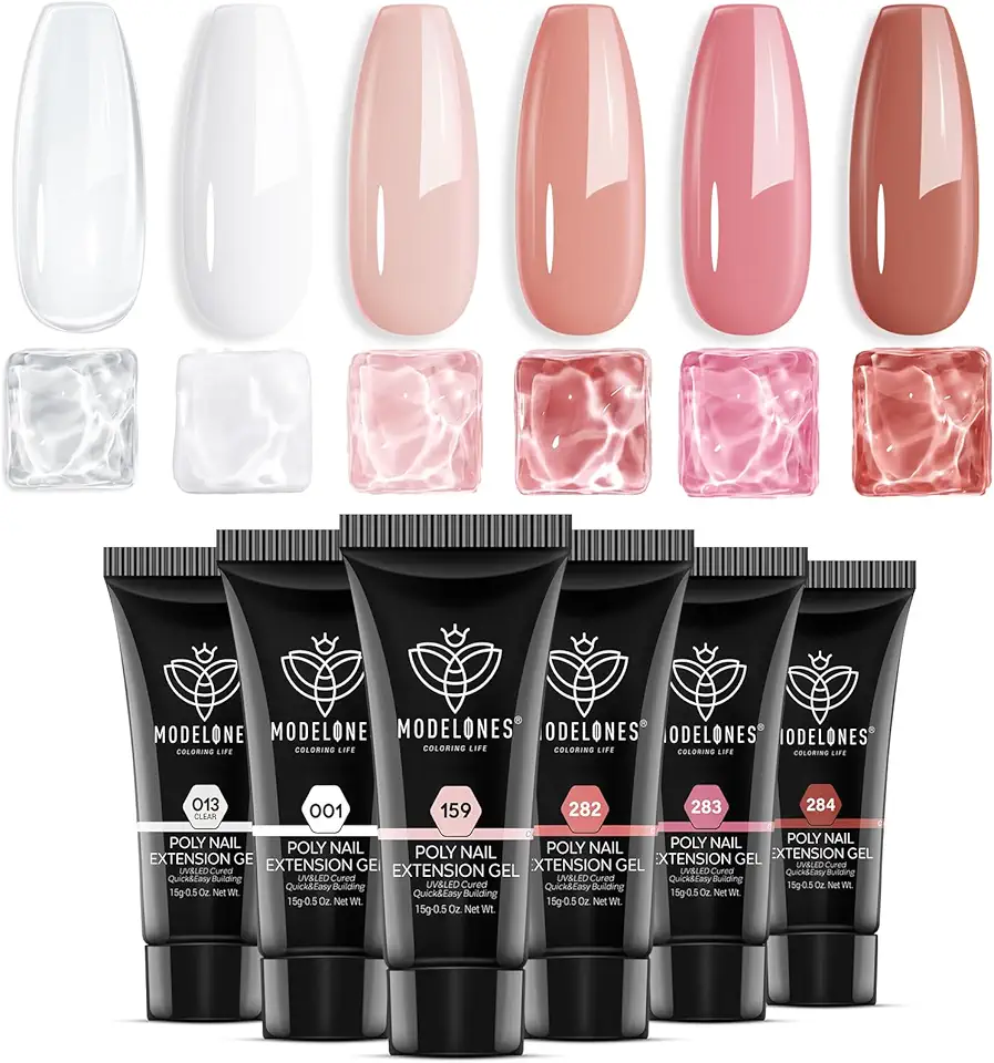 Kit Gel para Unhas Modelones, 6 Cores Nude Rosa Marrom, 15ml cada, Poliéster, Longa Duração, Livre de Toxinas