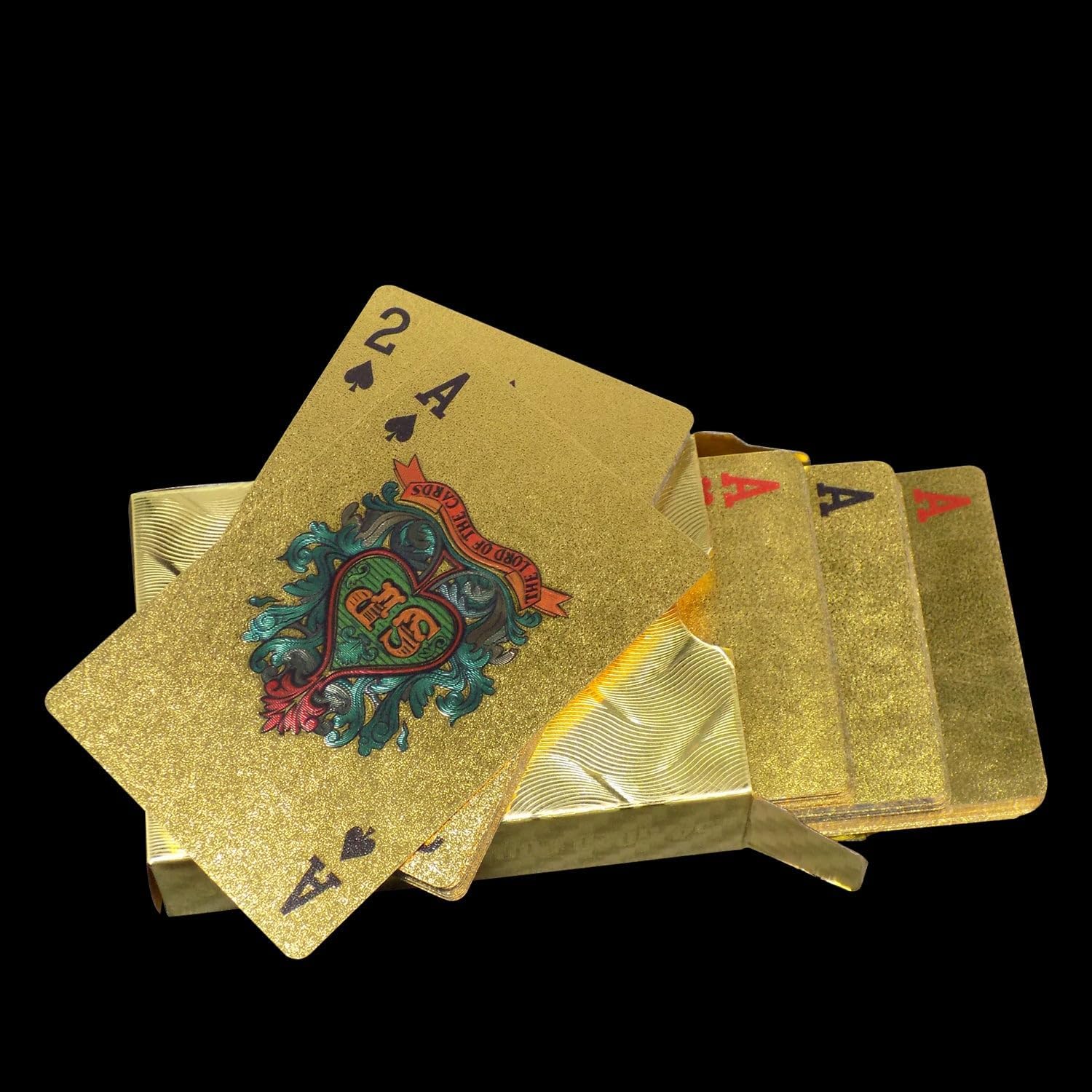 MeeTo Gold Plated Playing Cards Pack of Poker Golden Deck for High-Stakes Games, Collectors, and Elegant Entertaining (Pack of 1)