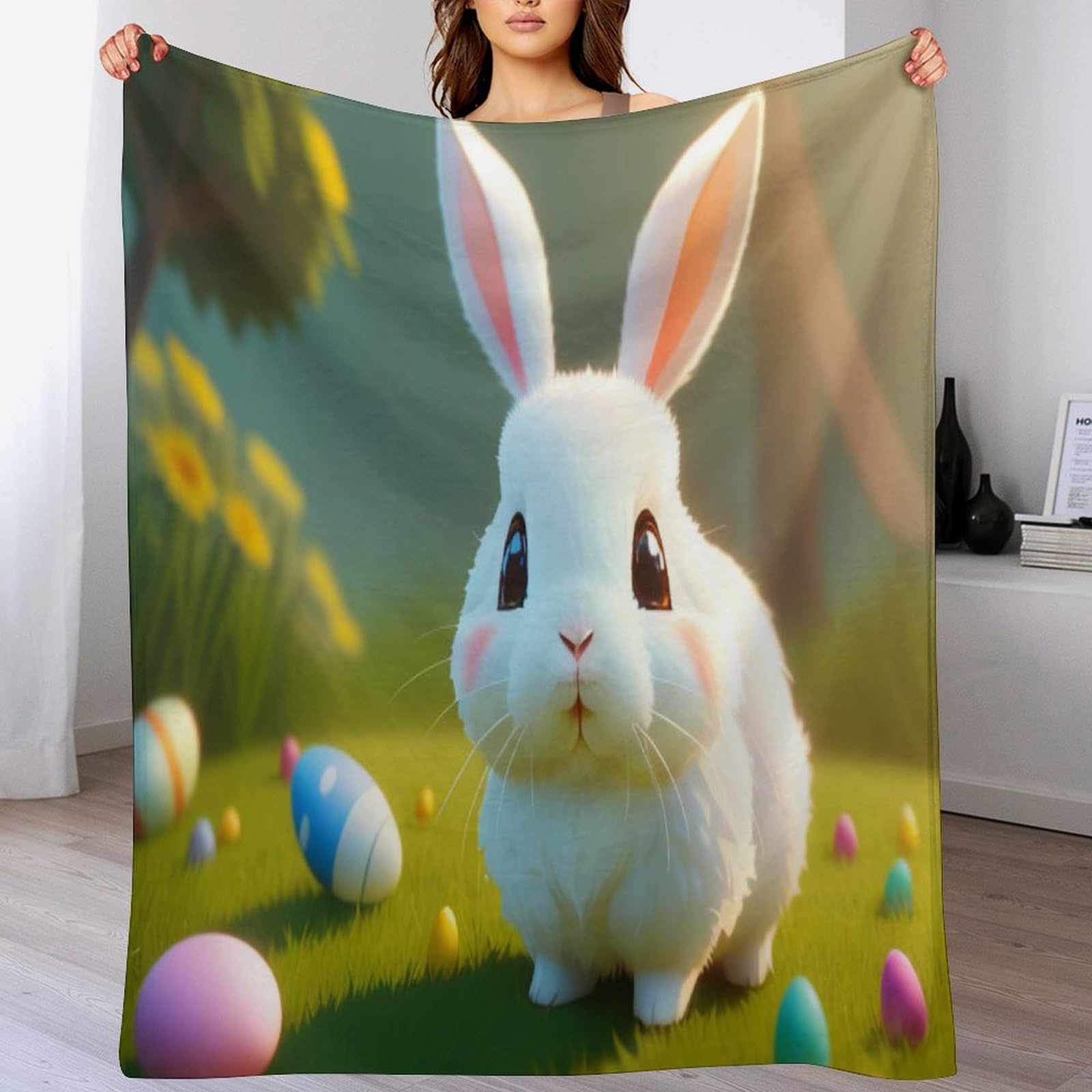 Couverture en lapin mignon 130x150 plaid flanelle lit