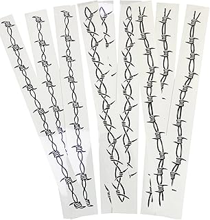 Barbed Wire Temporary Tattoo, Large Barb Wire Tattoo Pamela Anderson Costume Black Fake Tattoos for Halloween Men Women Guys Body Art, 9-Sheet