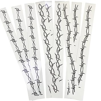 Barbed Wire Temporary Tattoo, Large Barb Wire Tattoo Costume Black Fake Tattoos for Halloween Men Women Guys Body Art, 9-Sheet