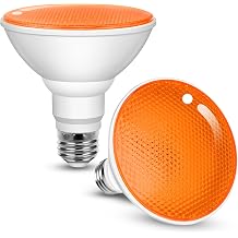 JandCase Halloween Orange Light Bulb Outdoor, PAR30 Orange Flood Lights 12W