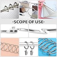 Vista 6 de Clipco Anillos de libro pequeños de metal niquelado de 1 pulgada (paquete de 100)