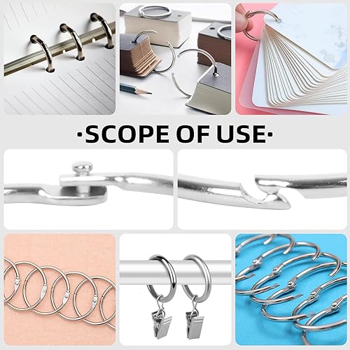 Miniatura 6 de Clipco Anillos de libro pequeños de metal niquelado de 1 pulgada (paquete de 100)