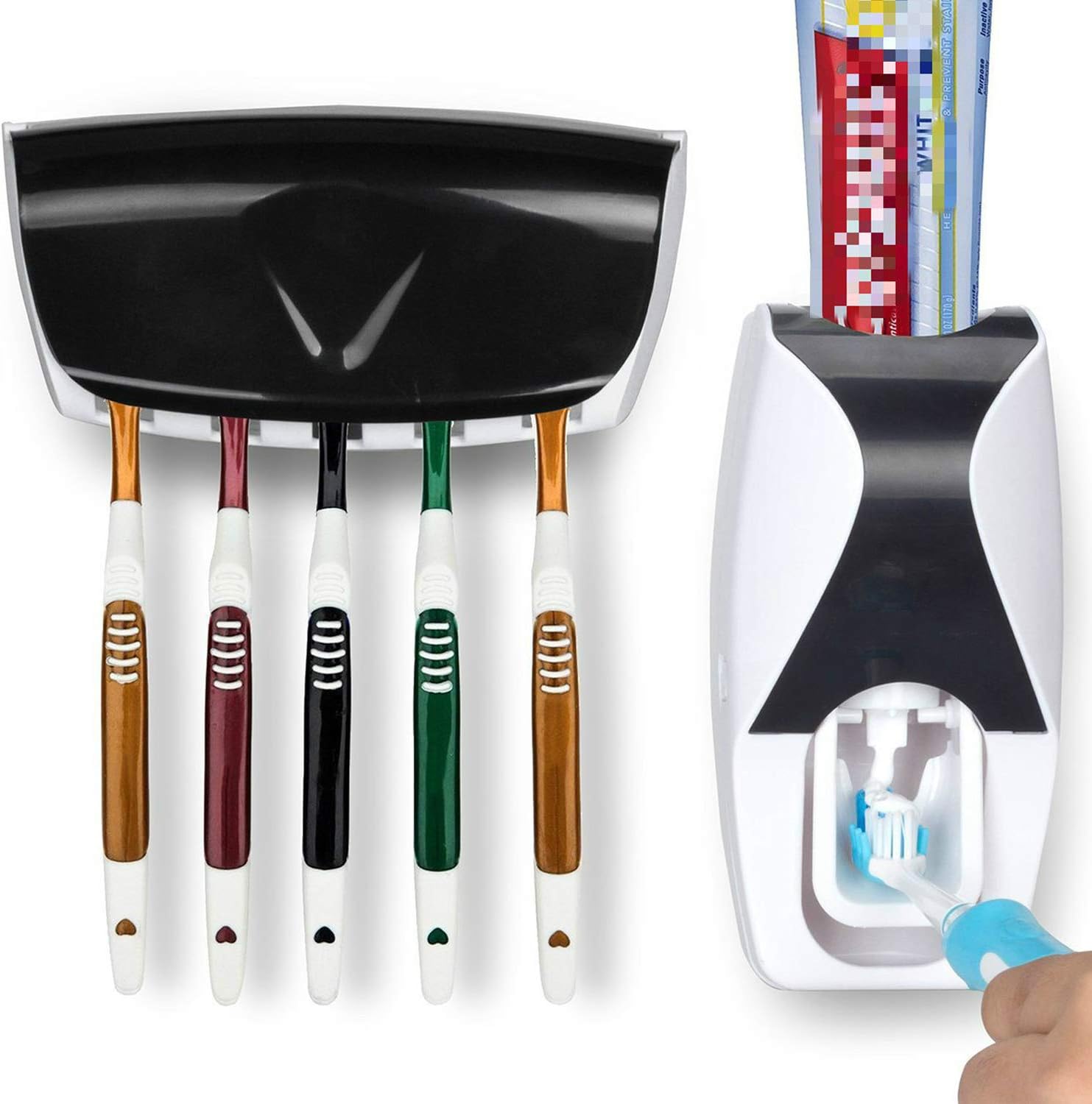 OMZGXGOD - Toothbrush Holder,Toothpaste Dispenser,Toothbrush Holder set with Toothbrush Caddy