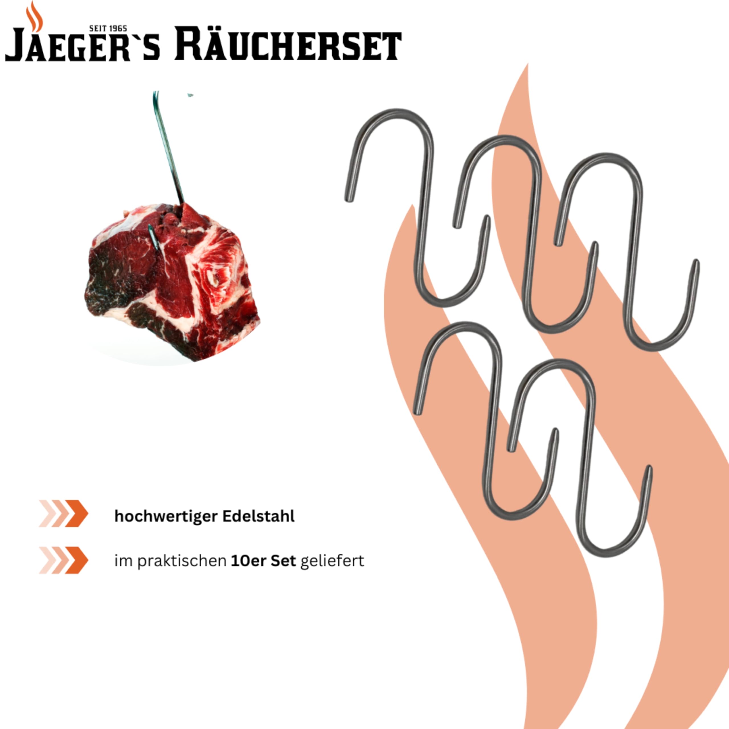Räucher-Set Hausschlachter – Komplettset zum Fleisch räuchern – inkl. Schinkennetz, Fleischhaken, Edelstahlroste, Räuchermehl & Gewürzwaage – Made in Germany