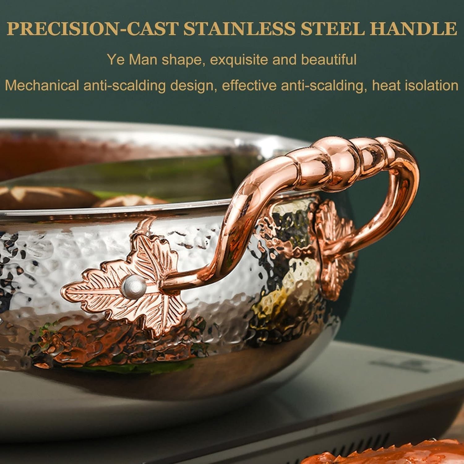 Stainless Steel Shabu Shabu Hot Pot, Multifunction Chinese Dual-Sided Hot Pot with Divider and Lid, Soup Cookware for Home Party Family Gathering[Energy Class A] (Color : Clear Soup Pot, Size : 28cm