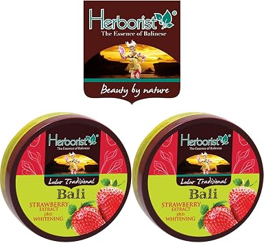 Herborist Lulur Tradisional Bali Traditional Body Scrub, Indonesia, 3.5 oz 100 g x 2, Strawberry Strawberry