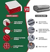 Vista 7 de inhand Sherpa Throw Blanket Soft Christmas Throw Blanket Red Warm Blankets and Throws Cozy Fluffy Reversible Flannel Fleece Blanket for Couch Sofa