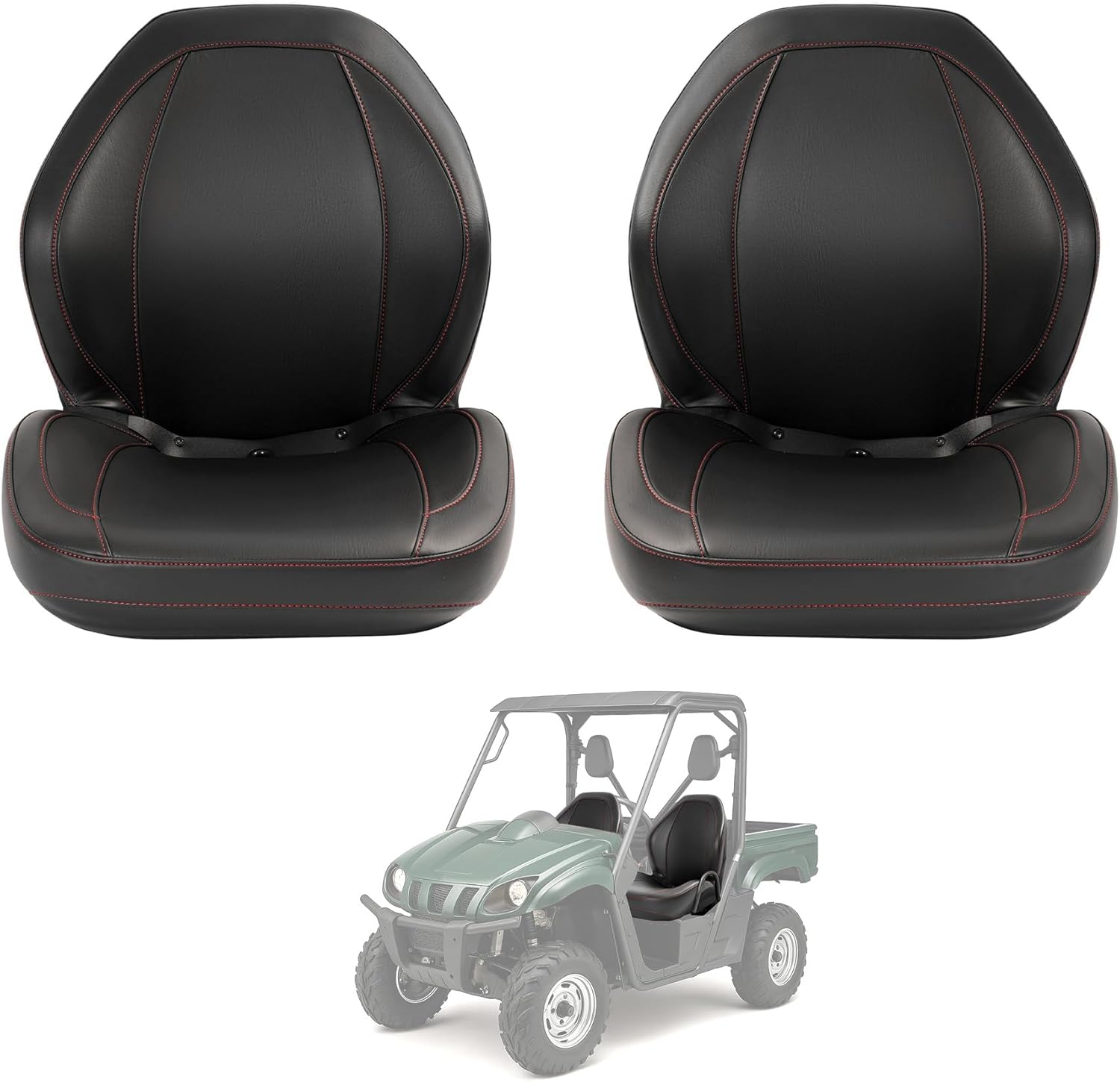 2PCs Complete Seats Compatible with Yamaha Rhino 450 660 700 Series Replacement for 5UG-F4710-00-00 Plastic Bucket Seats Replacement Black