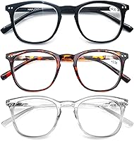 Vista 2 de Reading Glasses Women Men Stylish Readers 1.0 Lightweight Reading Cheaters Glasses with Spring Hinges 3 Pack Black/Tortoiseshell/Clear