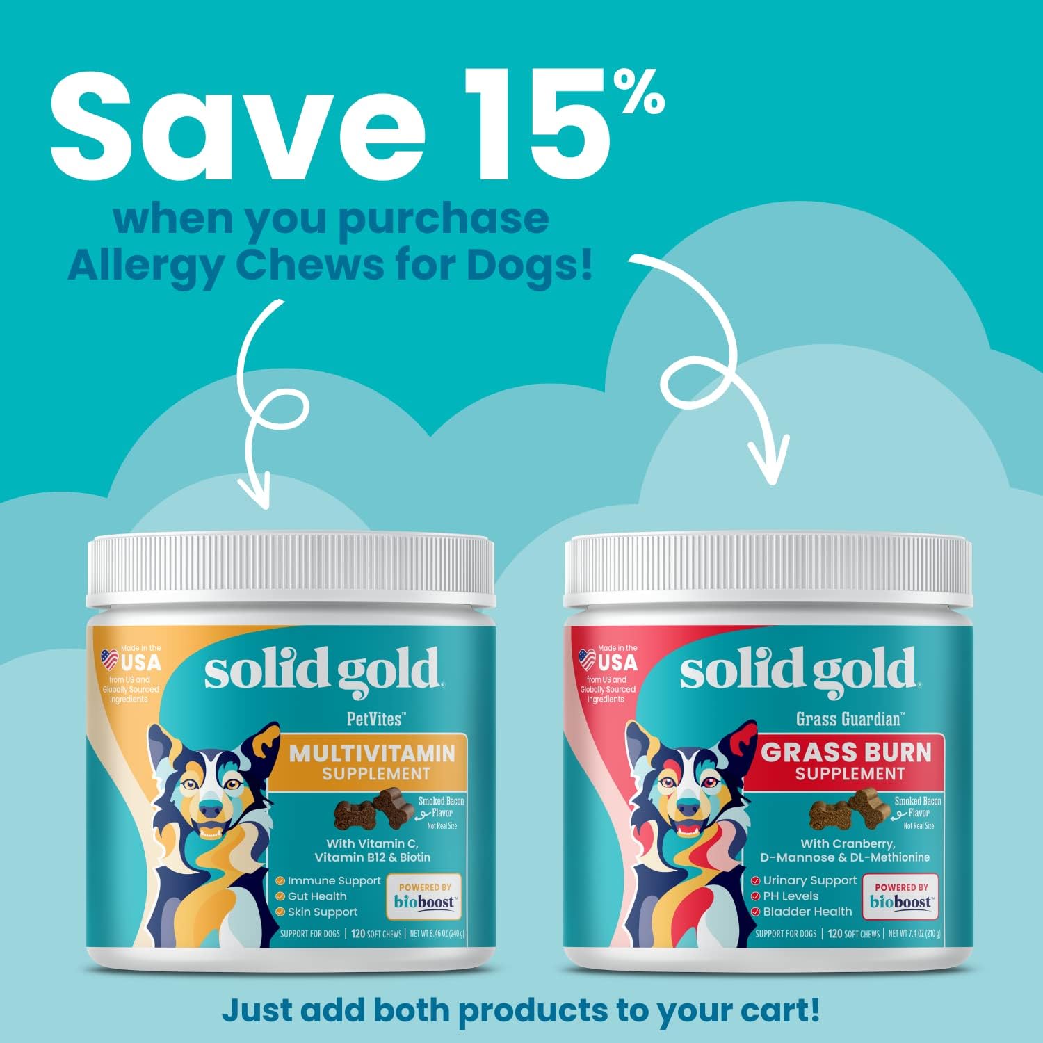 Solid Gold Dog Allergy Relief Chews - Dog Itch Relief with Omega 3 Wild Alaskan Salmon Fish Oil + Colostrum & Beta Glucan - Anti Itch & Hot Spots + Seasonal Allergies - Bacon Flavor - 120 Count