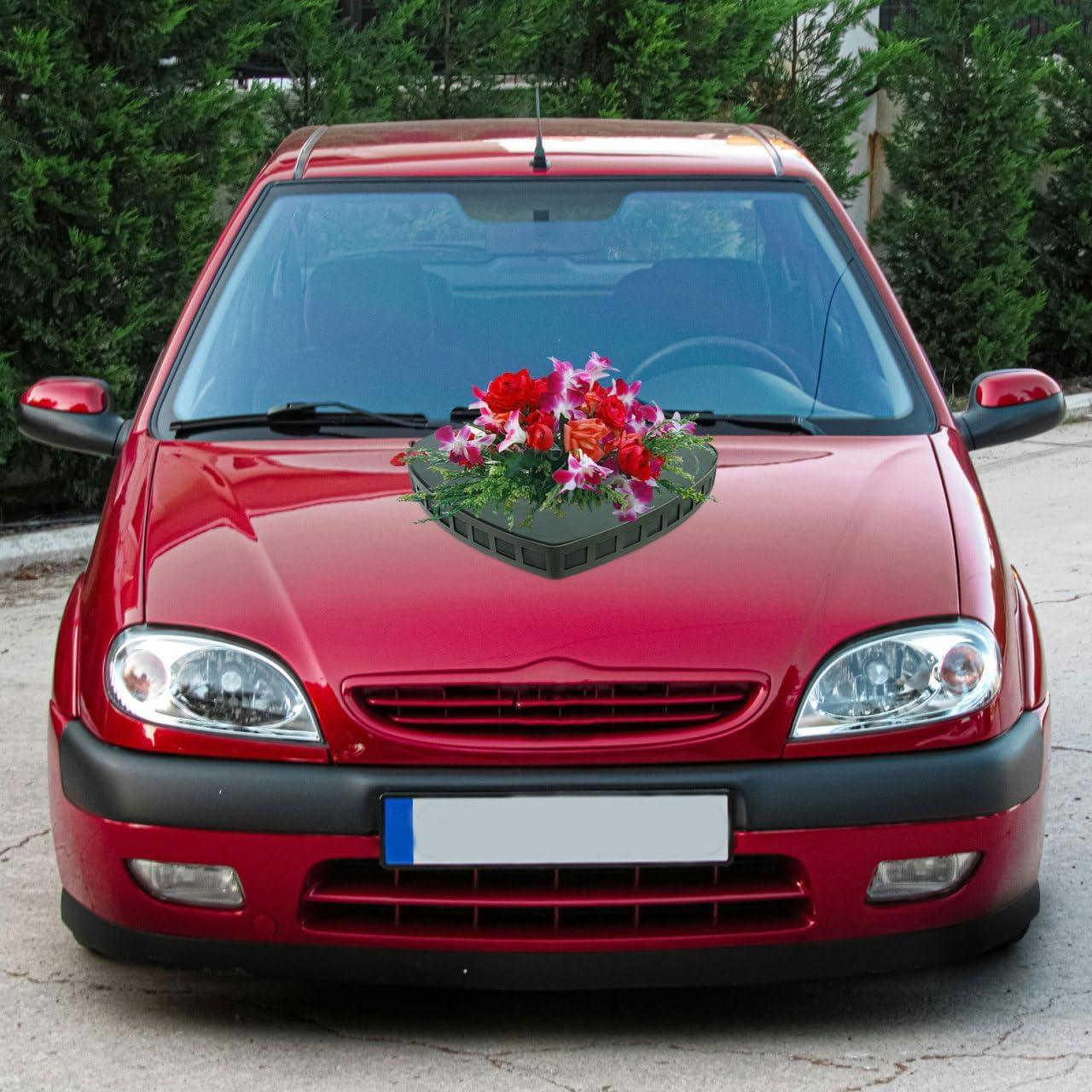 NOLITOY Wedding Car Floral Mud Plate Heart-Shaped Floral Foam with Suction Cup 18.11In DIY Flower Arrangement for Wedding Party Decoration