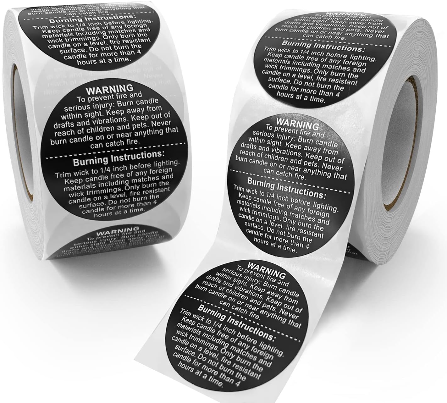1000 PCS Candle Warning Labels, 1.5inch Round Candle Safety Labels Sticker for Candle Making DIY Candle Jars (Black)