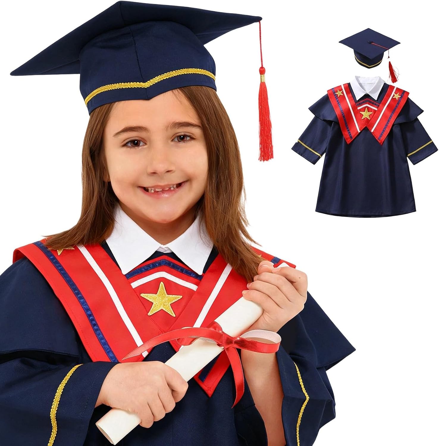 Unisex 2026 Graduation Cap Gown Outfit Classic Graduation Uniform With Tassel For Toddler Preschool Kindergarten Boys Girls