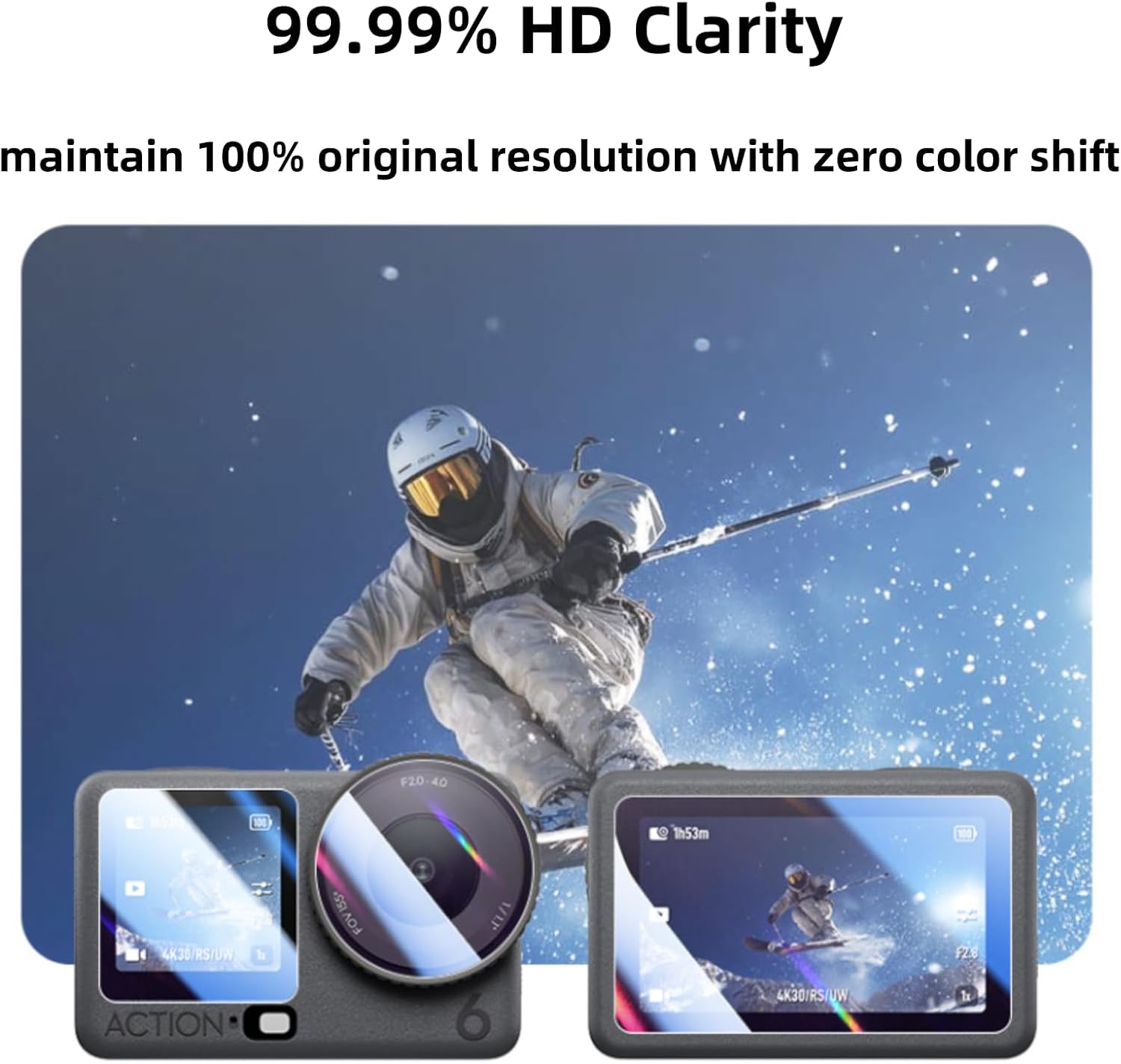 Lens Screen Protector Comatible with DJI Osmo Action 6 (2 Sets), Action6 Accessories Ultra HD OLED Display 9H Hardness Tempered Glass Protector, Scratch Resistant and Bubble-Free [6 Pcs] image 4