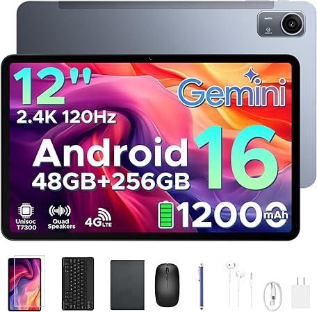 POPUX P12 Pro 12-Inch 2.4K Android Tablet with Advanced AI