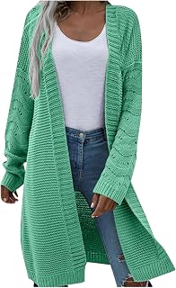 MKIUHNJ Dress Clips Women's Casual Long Sleeve Knitted Front Open Fashion Loose Elegant Warm Knitted Jumper Cardigan Black Vest Women's Long Sleeve