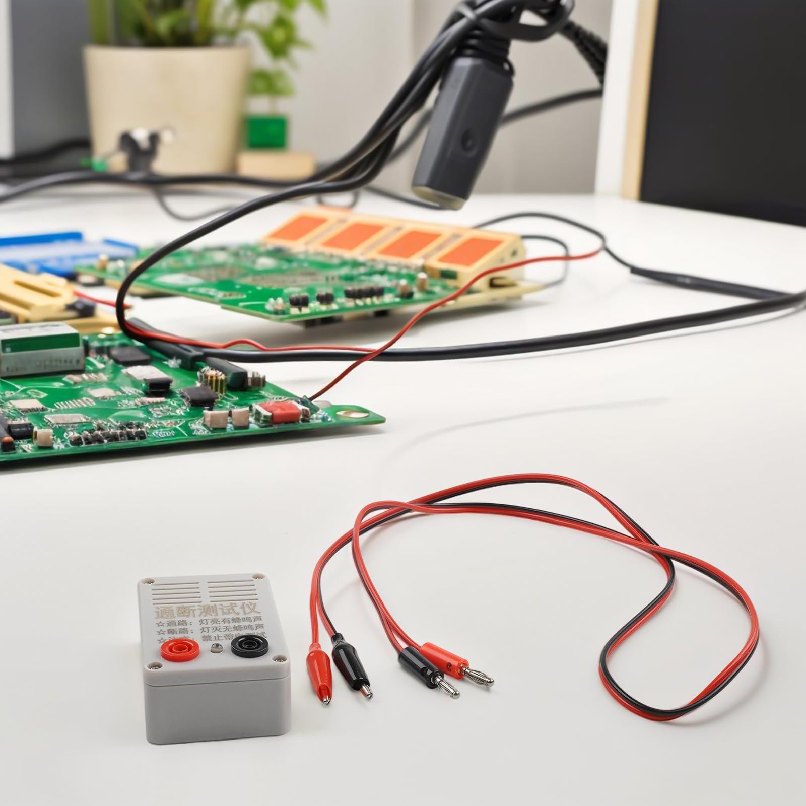 Testeur de continuité, testeur de fil, vérificateur de câble, alarme sonore 9 V, indicateur visuel LED, pour électricien, réparation de bricolage, blanc