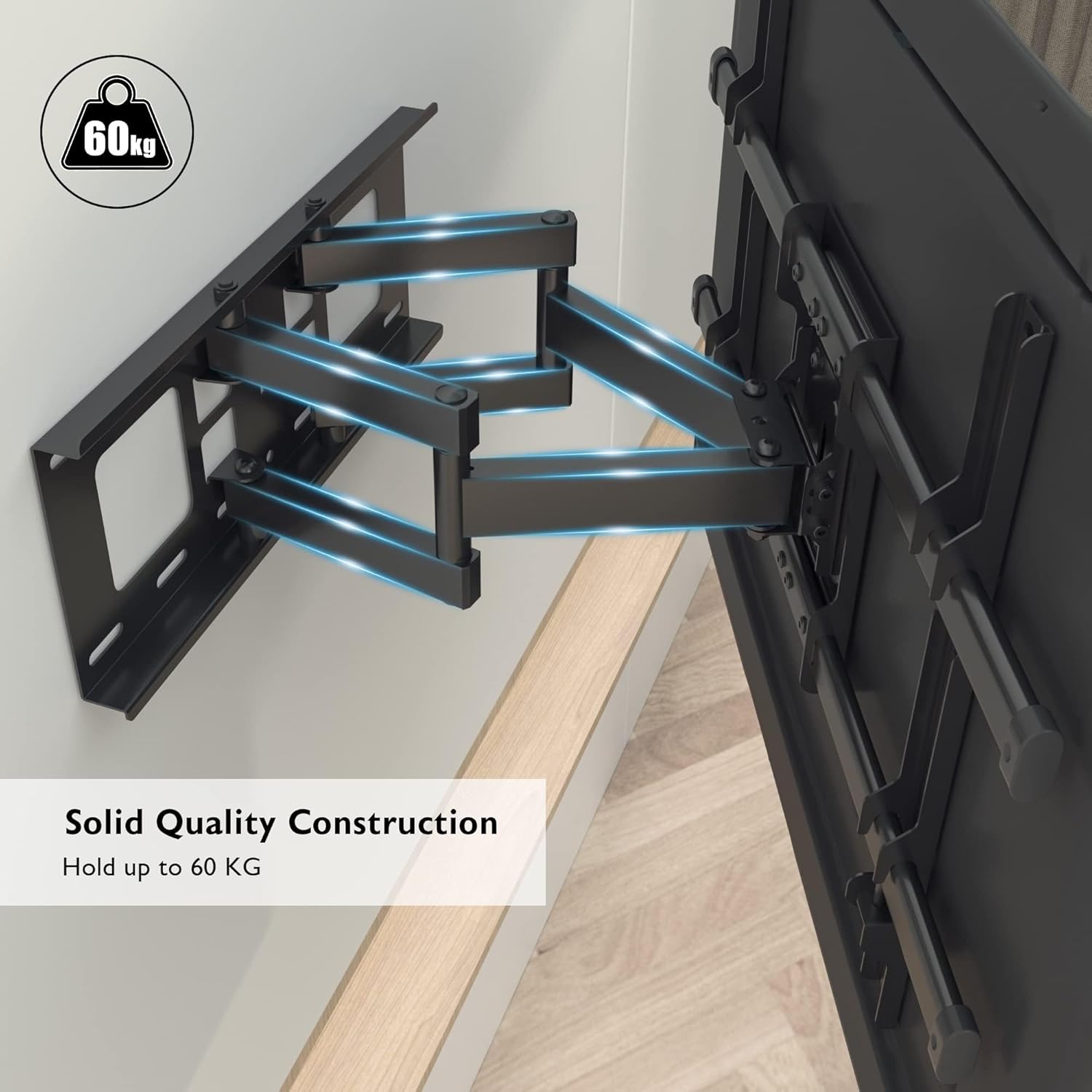 BONTEC Soporte TV Pared para Pantallas de 32-85 Pulgadas Plana & Curva LED LCD, Soporte Pared TV de Articulado Inclinable y Giratorio, Resistentes hasta 60 kg, VESA Máx 600×400 mm 3