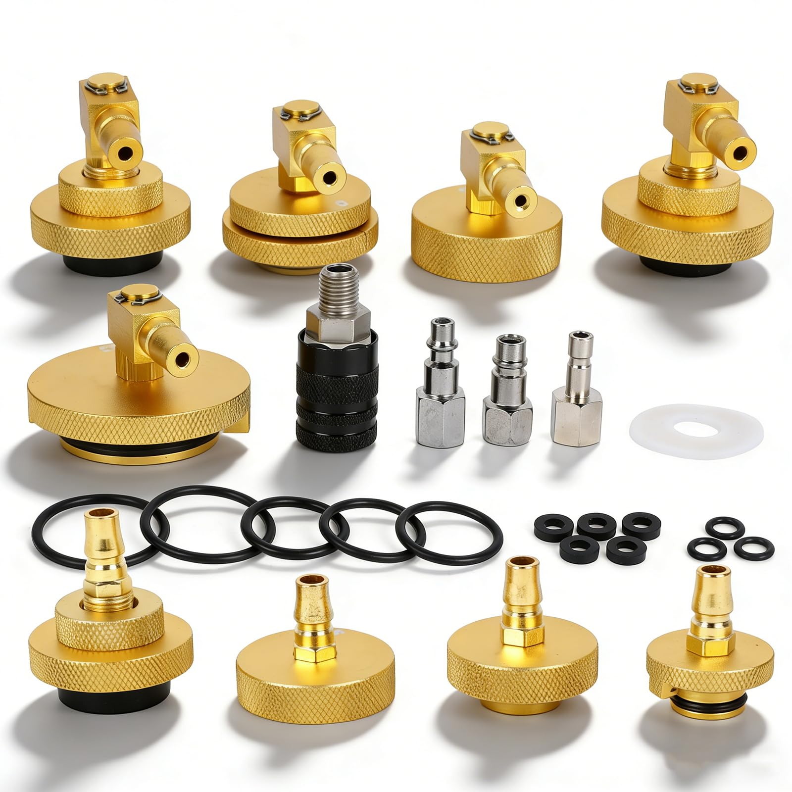 13-TLG Bremsenentlüftungsgerät Adapter mit 4 Quick Adapter, Adapter für Bremsflüssigkeitsbehälter aus Metall für EU/US/métrique/japonais der Bremsenentlüftungs Set