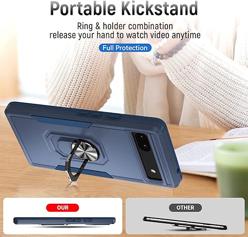 Miniatura 5 de Fucozan Funda para Google Pixel 6A con armadura atril, anillo magnético, resistente protección de grado militar a prueba de golpes para Pixel 6A 5G