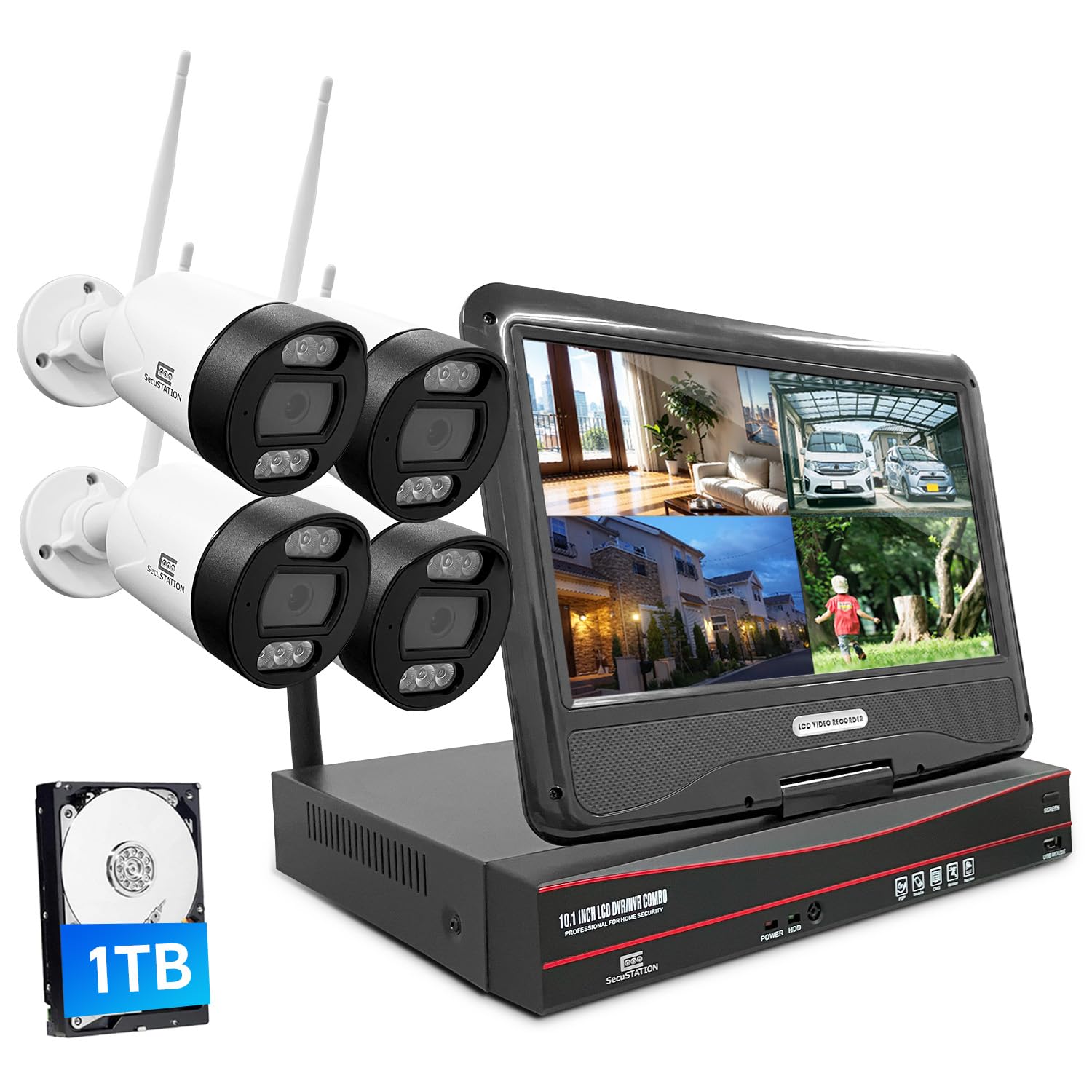 Amazon.co.jp: SecuSTATION 防犯カメラ ワイヤレス 4台 セット 10