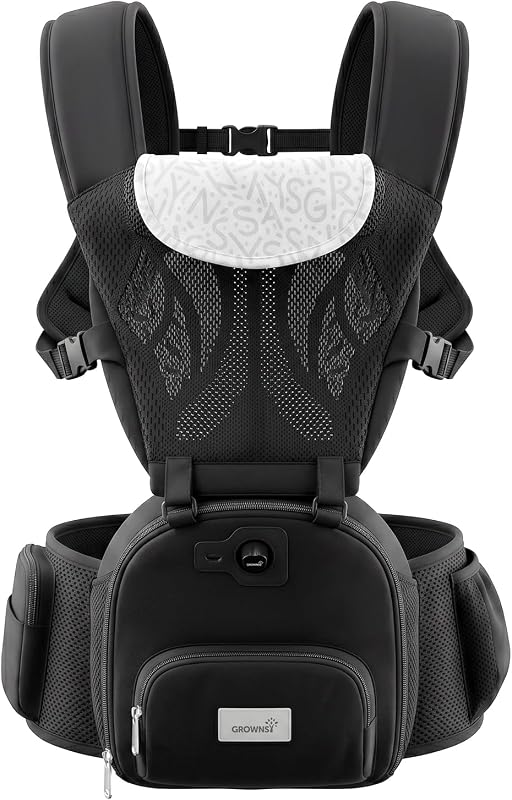 Grownsy Innovative Cooling Baby Carrier with Built-in Fan for Hot Weather | 360 Ventilated Airflow, All-Day Breathable Cool Comfort, Summer Essential, Safety Certified, Fits 7-50lbs Newborn To Toddler
