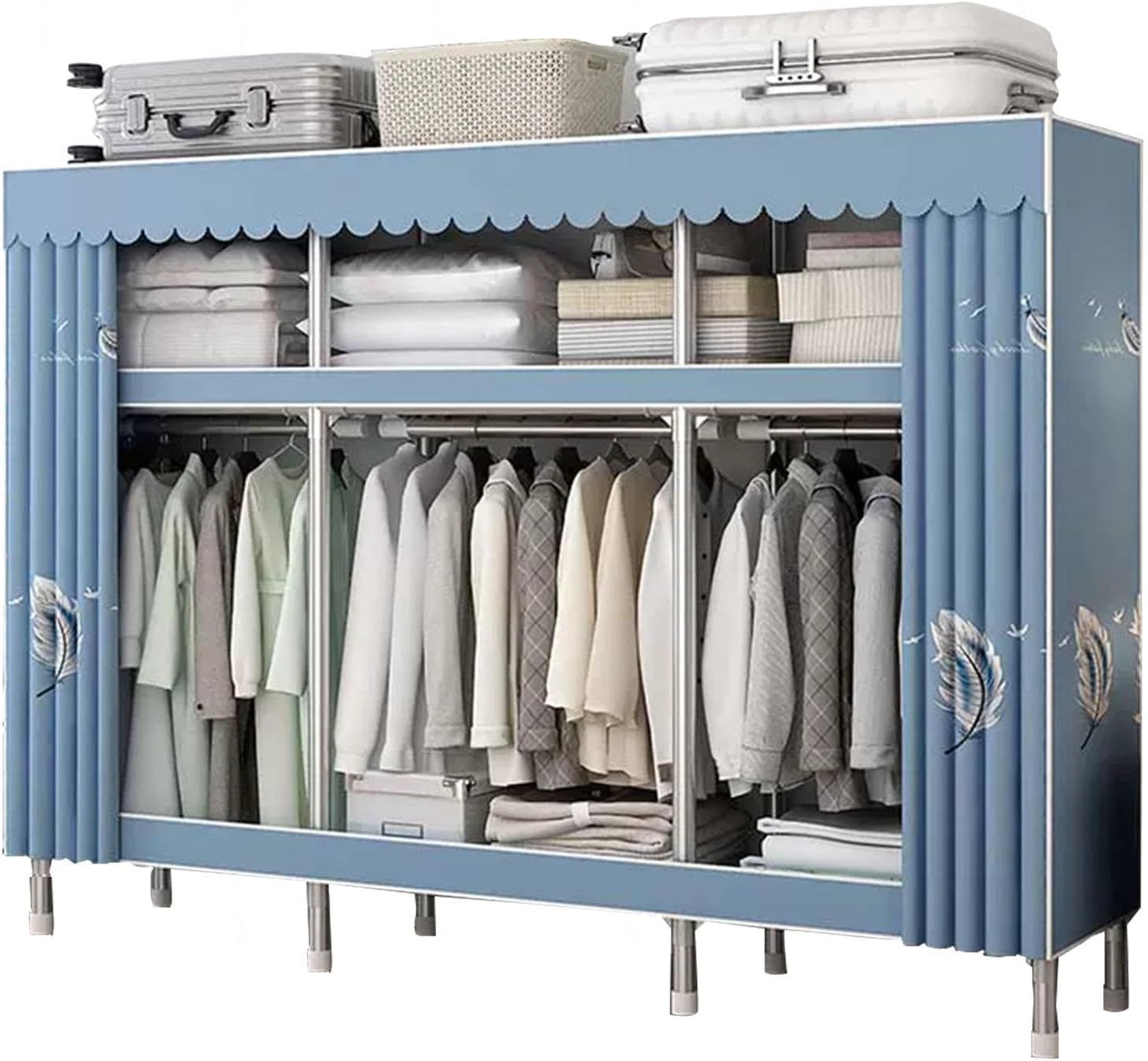 Wardrobe, Portable Wardrobe, Clothes Closet Storage with Hanging Rail, Foldable Closet for Bedroom Easy to Assemble,C-170x45x166cm
