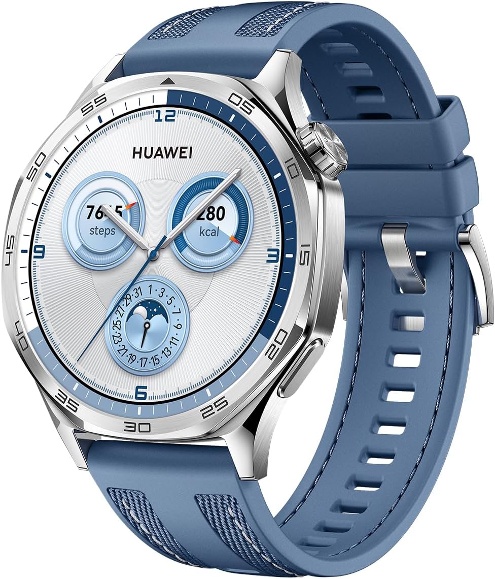 HUAWEI WATCH GT5 46mm Smartwatch, upto14 Days Battery Life,Sharp-Edged Design, Health Tracking, iOS & Android Compatible, Blue
