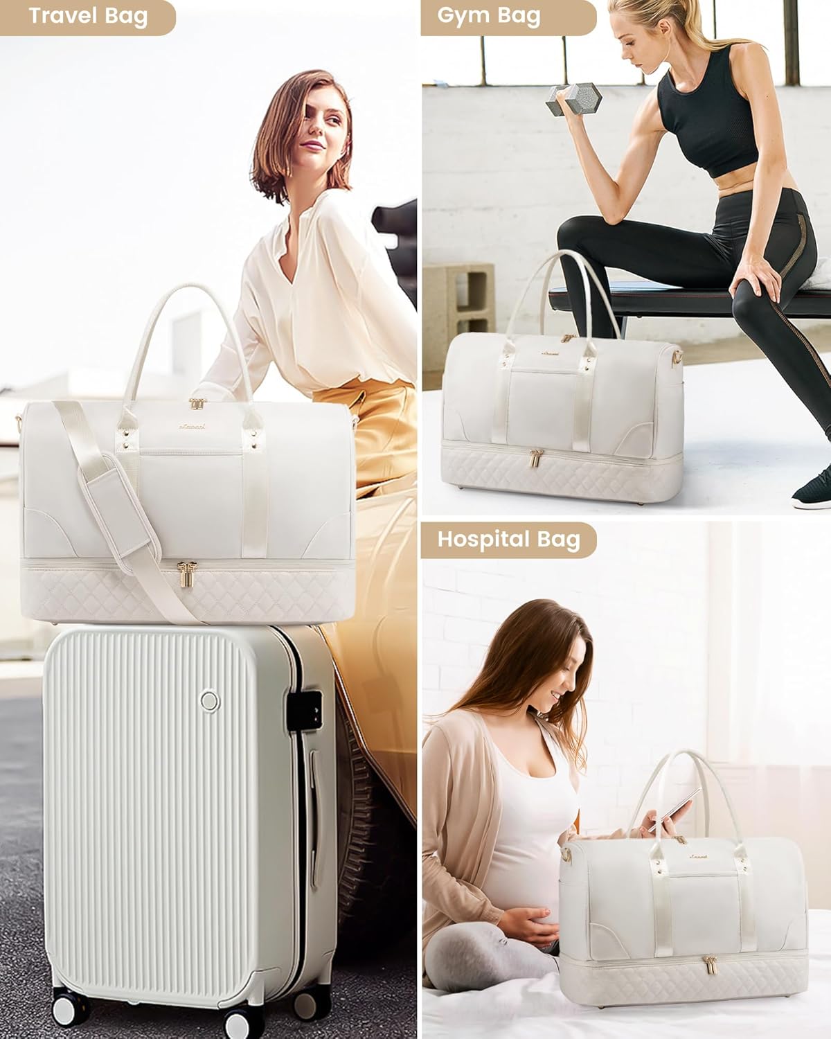 LOVEVOOK Large Travel Duffle Bags For Women,Weekender Bag With Shoe Compartment Amp Wet Pocket,Hospital Bag For Women Labor Delivery,Carry On Overnight Bag With Wet Pocket,Gym Sleepover Bags - Image 8