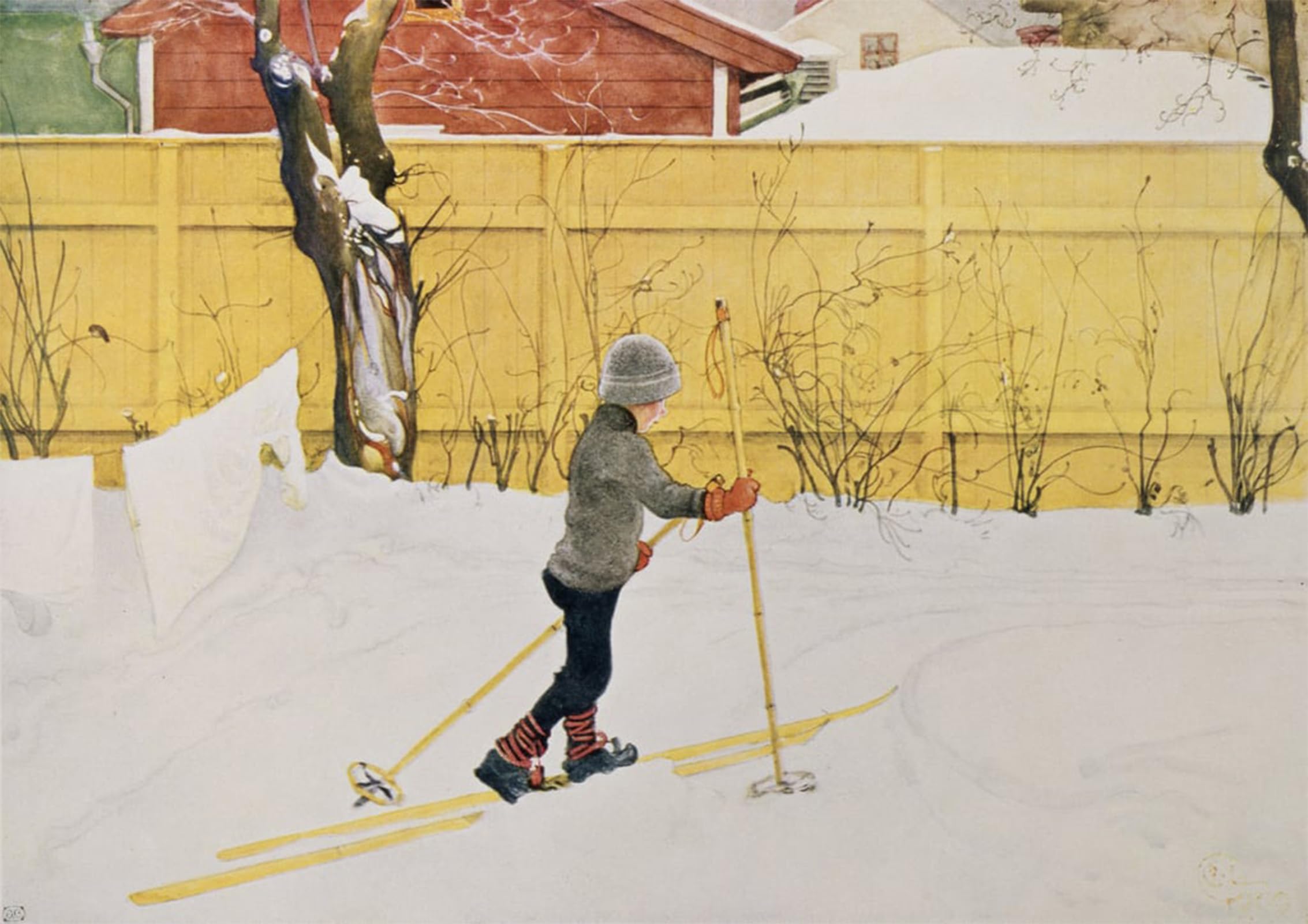RZHRHJES Retro Picture Portrait Oil Painting Modern Wall Artwork The skier. by Carl Larsson Canvas Poster for Home Decor 60x90cm