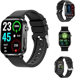 Diabetic Smartwatch,Blood Glucose Watch,Wolf Notch Smart Watch Blood Sugar for Women Men, Blood Oxygen Tracking, Heart Rate Monitor Non-invasive Blood Sugar Test (Color : Blue)(Black)
