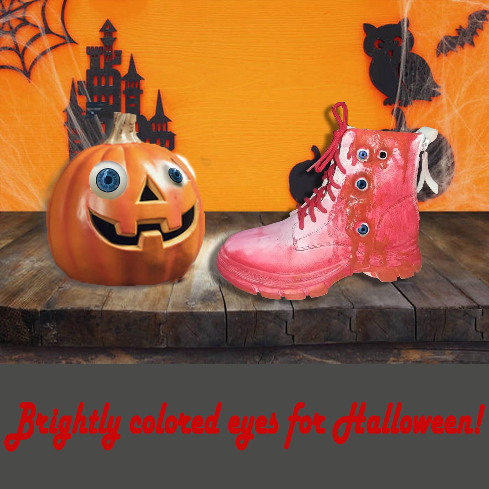 Realistic Acrylic Eyeball, 4 Pairs of 4 Colors Plastic Hollow Eyeball, 30mm Diameter Half Round Fake Eyes for Halloween Party Decor Art Dolls Props, Black, Brown, Light Blue, Blue.