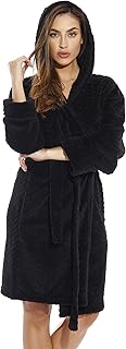 Kimono Robe Chevron Texture Fleece Hooded Bath Robes for...