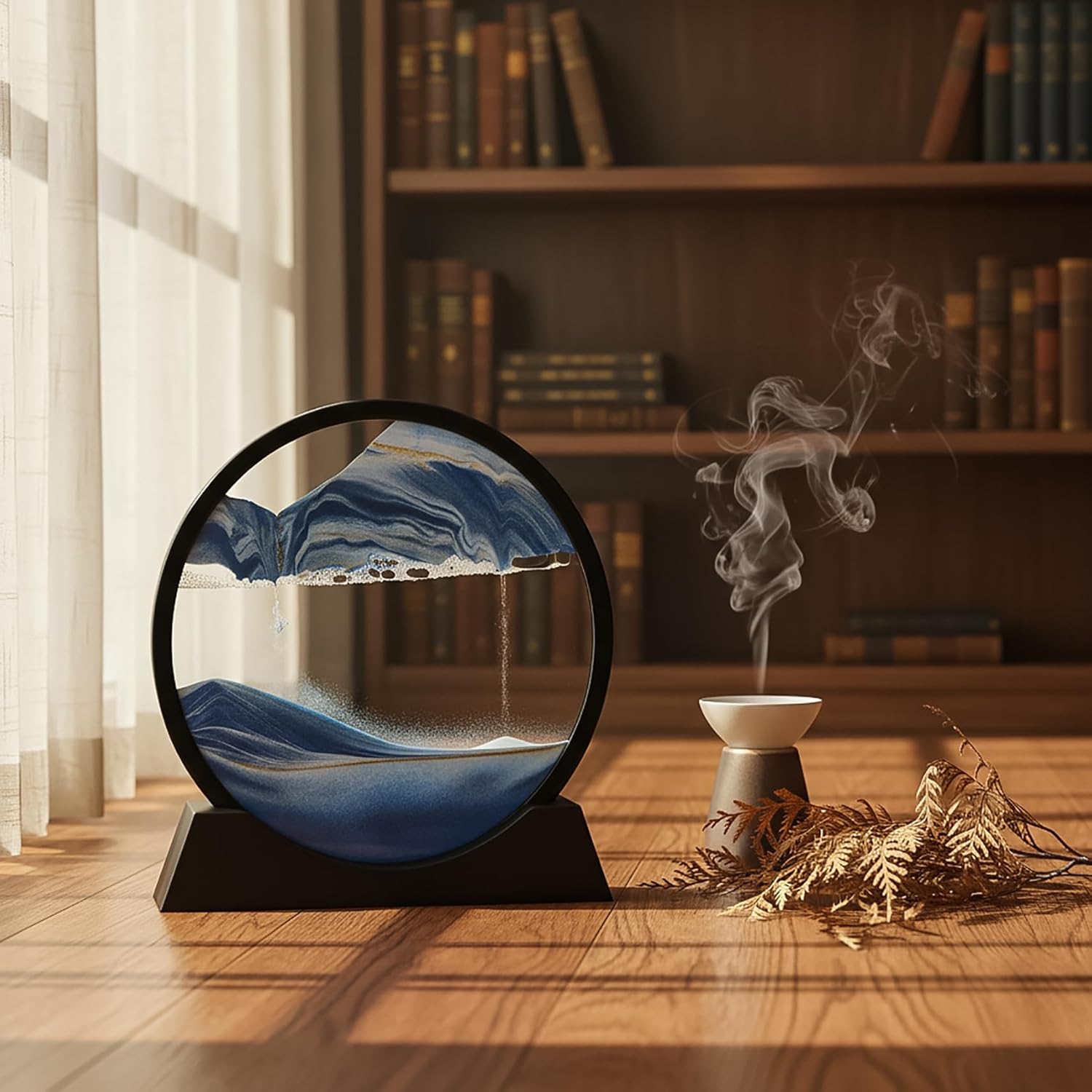 Hiceeden Set of 2 Moving Sand Art, 10 Inch 3D Sand Liquid Motion Sandscapes, Round Glass Deep Sea Sand Picture, Flowing Sand Painting for Office Desktop, Home Decor, Relaxation Toy, Blue and Purple - Image 6