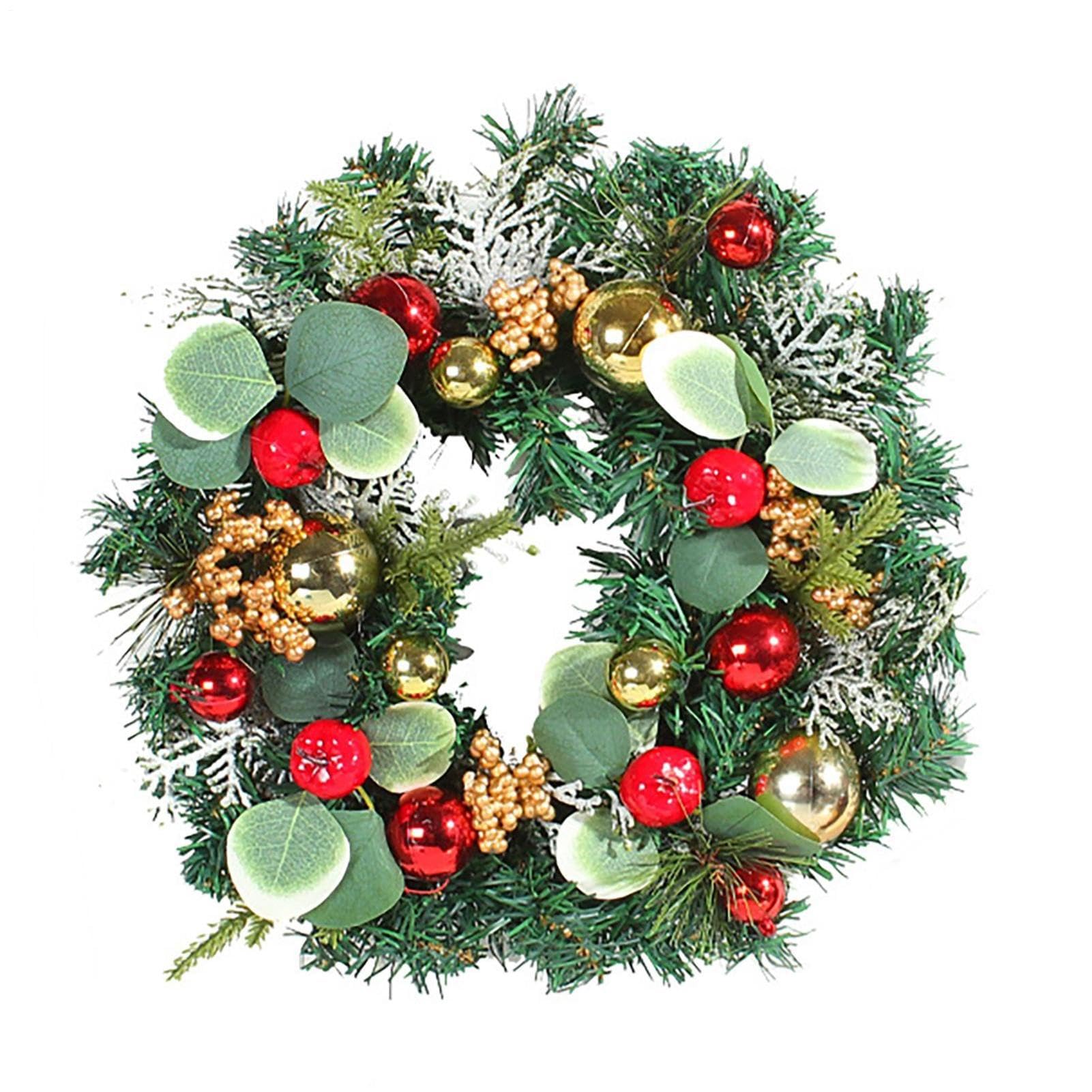 Couronne de Noël artificielle haut de gamme 11,8 pouces pour décoration de porte extérieure