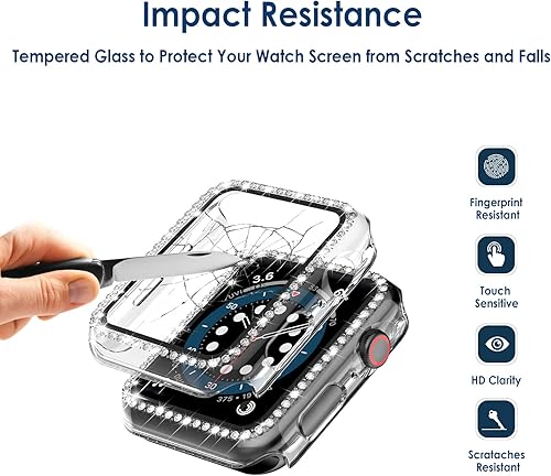 Miniatura 3 de Simpeak Paquete de 5 fundas rígidas de 1.575 pulgadas (1.575 pulgadas), protector de pantalla de cristal integrado compatible con Apple Watch Series